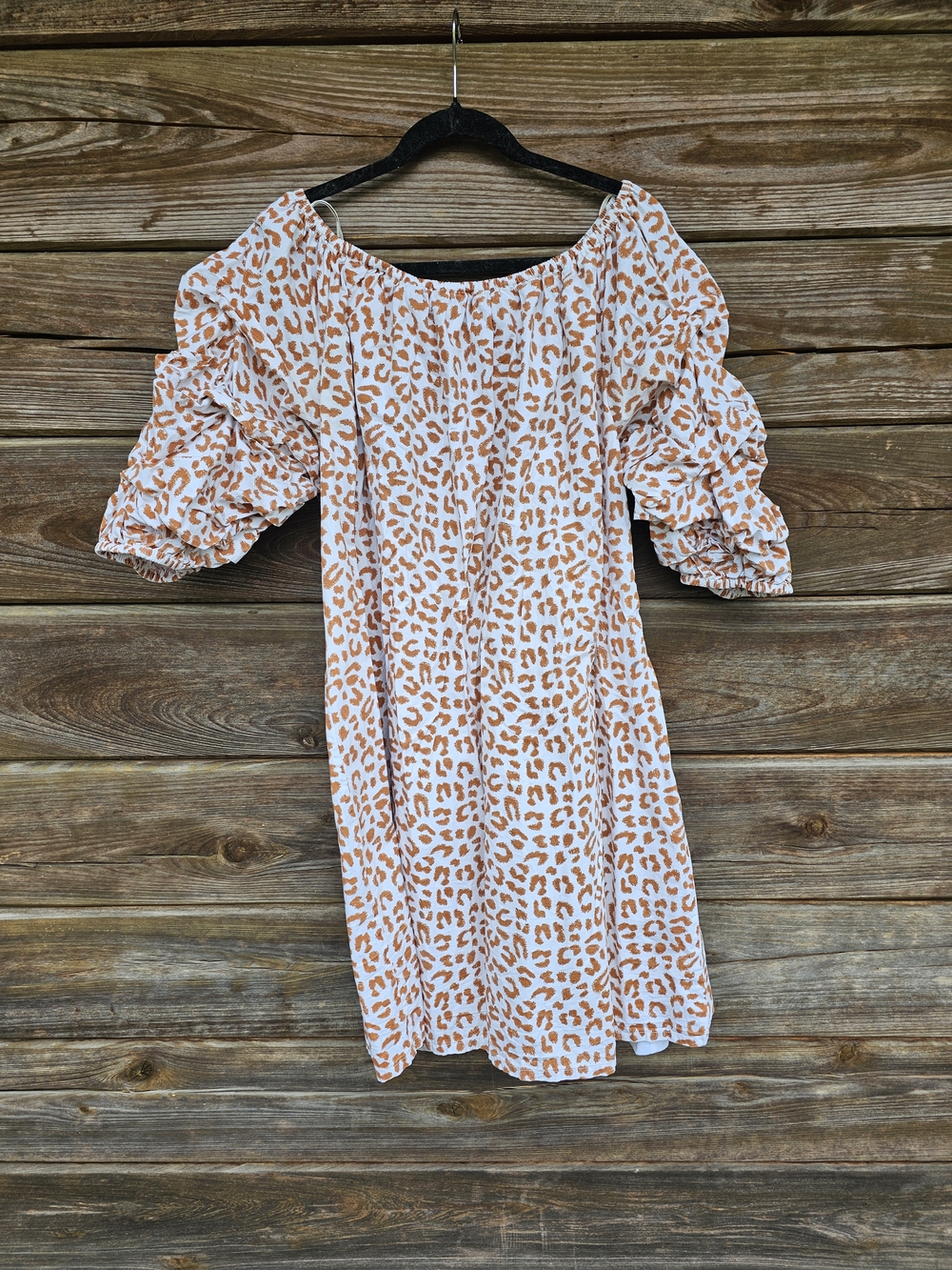 Leopard Print Dress– Balloon Sleeve – Boho Chic – Size 2X